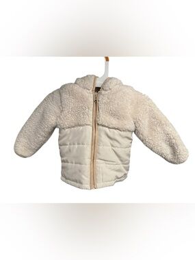 Carters Size 12 months  Cream Sherpa Puffer Zip Hoodie